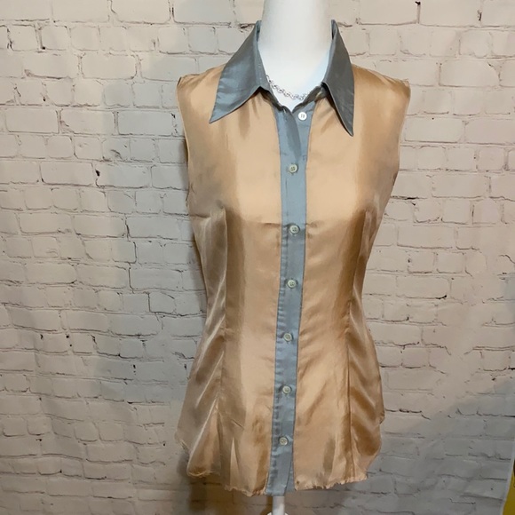 Prada Tops - Prada Silk Colorblock Button Up Blouse size 40